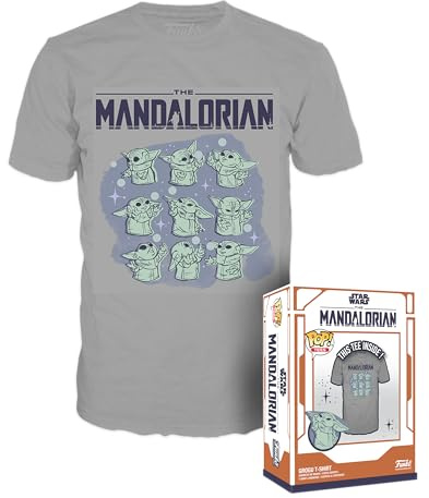 Funko Boxed Tee: Mandalorian - Grogu (the Child, Baby Yoda) on Ship - Large - Star Wars: the Mandalorian S9 - T-Shirt - Clothes - Gift Idea - Short Sleeve Top for Adults Unisex Men and Women
