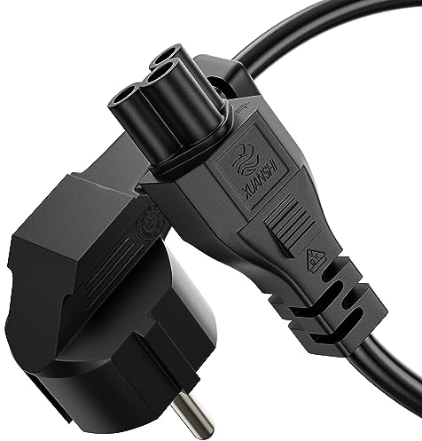 conecto Stromkabel 3 Polig, 1,0m, Schutzkontakt Netzstecker Stecker auf C5 Buchse, Strom Kabel Netzkabel Netzteil für Monitor PC Drucker, Schwarz