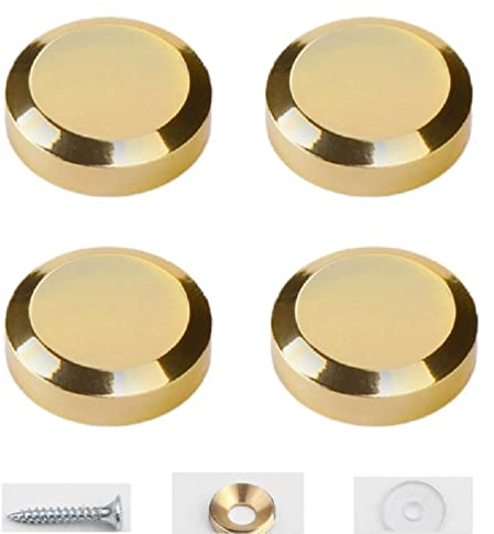Lot de 4 clips de support de miroir à suspendre avec vis - En laiton antique - Vis rotatives et capuchons décoratifs