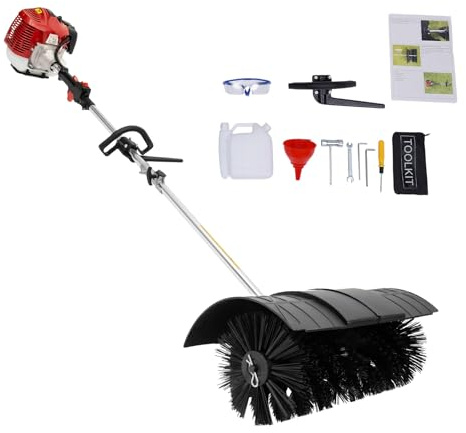 OUKANING Kehrmaschine Motorbesen 52CC 2 Takt 58cm Bürstenbreite Benzin Motorbesen Handkehrmaschine Schneefräsen für Kunstrasen, Straßen