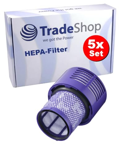 Trade-Shop - 5 filtri HEPA compatibili con Dyson V10 Absolute, V10 Absolute +, V10 Animal, V10 Fluffy, V10 Motorhead, V10 Total Clean aspirapolvere/lavabili e riutilizzabili