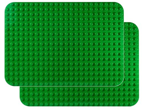 APOSTROPHE Games Building Block Base Plates Age 3+ for Large Blocks 38.1 cm x 26.7 cm Green Baseplates, Compatible with Leading Brands (2x Green)