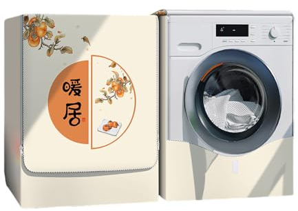 Odot Copri Lavatrice Esterni, Coprilavatrice da Esterno Impermeabile Antipolvere Anti Sunlight, Copertura per Lavatrice e Asciugatrice con Aperture Frontali (Stile Cinese,M (6-6,5kg))