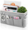 WENYA Large Bedside Pocket Organiser, Bunk Bed Hanging Storage Caddy with Hooks and Pockets for Bunk Beds Rails Book Phone Glasses Storage (Grey)