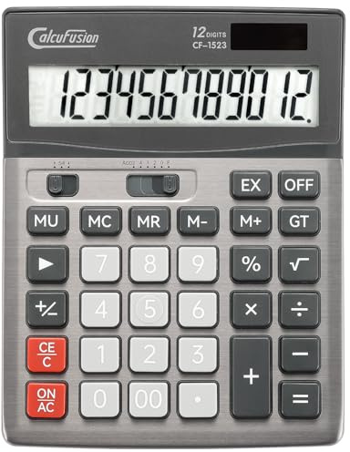 CF-1523 12-stelliges extra großes LCD-Display, Touch, bequem mit großen Tasten, Zwei-Wege-Power-Batterie und Solar-Standardfunktion, Bürorechner