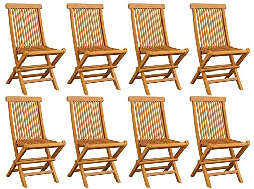 Buzaza Klappbare Gartenstühle 8 STK. Massivholz Teak GartenstüHle Stapelbar Camping Tisch Stuhl Set Garden Chair Garten StüHle Outdoor 3072916