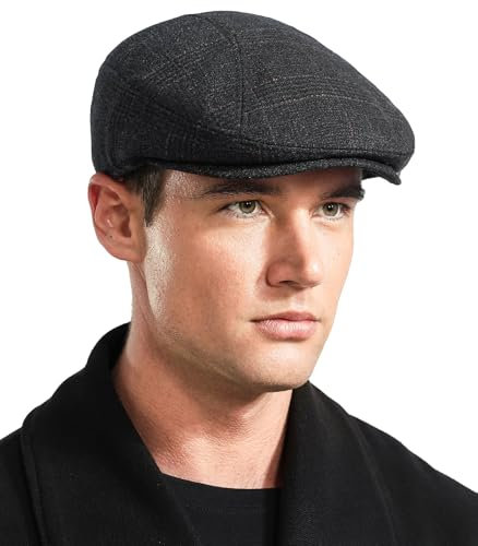 Comilaka Herren Schiebermütze Barret Cap Gatsby Schirmmütze Einstellbar Newsboy Cap Baskenmütze Herbst Winter 55-59cm