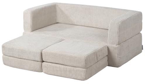 DGBAOBEI Ultra-Soft Kids Sofa Bed with 2 cushion,Toddler Armchair to Play,2 Seater Children's Foam sofas for Boys and girls(Beige)