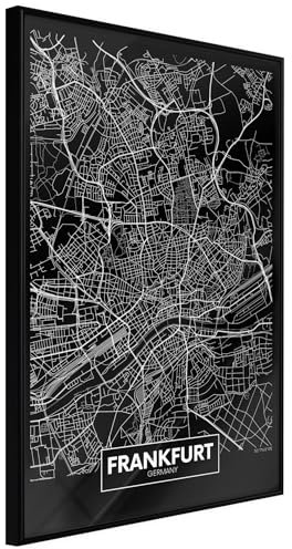 KunstLoft Poster 'City Map: Frankfurt (Dark)' 20x30cm | Schwarzer Bilderrahmen | Full-HD-Druck auf hochwertigem Papier
