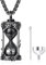 ADMETUS Black Hourglass Urn Necklace Sterling Silver Tree of Life Urn Necklace Black Cremation Jewellery for Ashes for Men Hourglass Pendant for Ashes Memorial Gifts