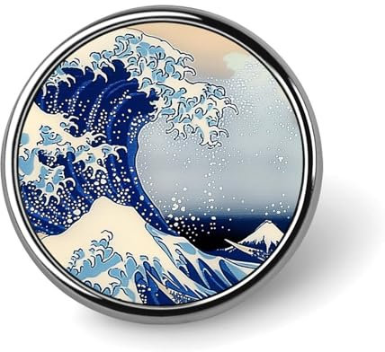 Broche ronde en forme de vague japonaise, épingle à cravate, pour femme, homme, employé de bureau, enseignant, décoration