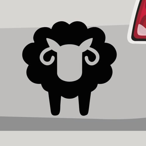 Aufkleber - Schaf Silhouette Wolle Tier - Sticker, Folienaukleber für Auto, Motorrad, Fahrrad, Laptop, LKW (9x9cm | Weiß)