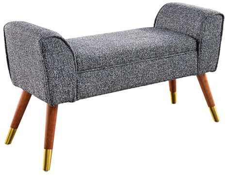 Riess Ambiente Retro Sitzbank Scarlett - 90cm - anthrazit Bouclé - mit Armlehnen