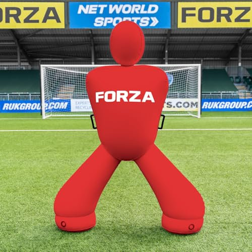 FORZA Lacrosse Giant GK Mannequin – Life-Sized Adjustable Inflatable Goalkeeper Dummy for Training – Durable PVC with Optional Pump & Carry Bag (With Pump, Red, Without Carry Bag)