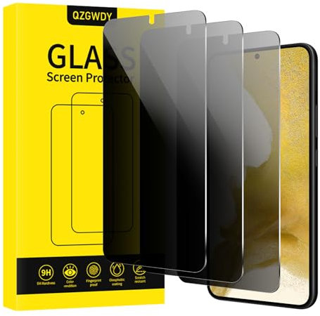 QZGWDY Verre Trempé Anti-Espion pour Samsung Galaxy S22 Plus / S23 Plus, Lot de 3 Film Protection Écran Vitre Protecteur Protege Sans Bulles, Dureté 9H, Facile à Installer