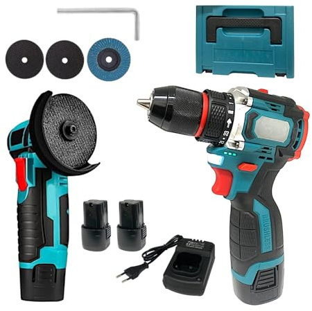 Set 2 in 1 Avvitatore + Mini Smerigliatrice 3 con Doppia Batteria 48V 5000mAh Motore Brushless in Valigetta