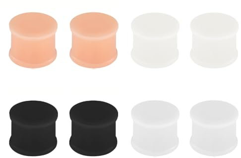 Lot de 4 Paires de Tunnels en Silicone Rigide, Écarteur d Oreilles en Silicone Écarteur Tunnel Plugs d'Étirement des Oreillettes Ecarteur d’Oreille Tunnel 3-25mm Bijoux Unisex (Couleurs Variées, 10mm)
