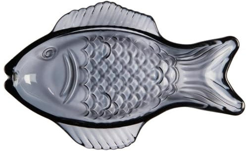 [DL] Platte fischförmig klein dunkelblaues Glas B: 11 H: 2,5 L: 18,5