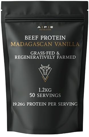 APE Nutrition Beef Protein Powder Madagascan Vanilla Grass-Fed 1.2KG | Rich in Collagen & Amino Acids - Supports Muscle Growth & Recovery