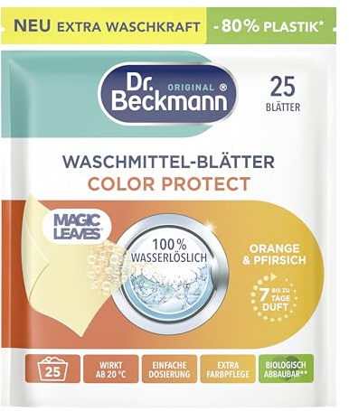 Dr. Beckmann Waschmittel-Blätter Color Protect Orange & Pfirsich | Wirkt ab 20 °C | 25 Blätter