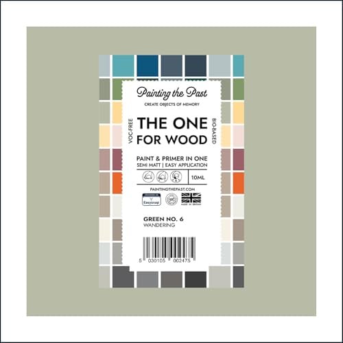 The One for Wood Paint & Primer 10ml (Sample) Green No. 6 Wandering | Semi Matt Finish, Bio-Based & VOC-Free Formula for Wooden Furniture & Surfaces | Durable & Easy Indoor Home Decorating