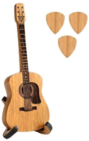 Flaroey Wooden Portable Guitar Pick Display Box with Stand Storage Box, Guitarist Music Gift