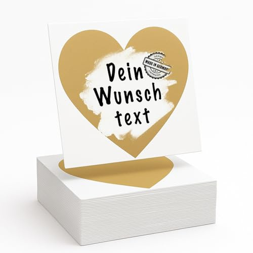 50 x goldene Herz-Rubbelaufkleber in 7,5x7,5cm - Rubbellose selber machen - Ideal für Gutschein, Adventskalender, Rubbellos, Goldenes Ticket, Rubbeletiketten, Rubbel Sticker, Geschenke, Weihnachten