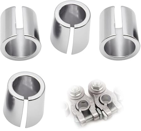 2 Pair Battery Terminal Sleeves, Car Battery Terminal Converter, Positive & Negative Battery Post Adaptors, Corrosion Resistant Anode Cathode Sleeve Terminal Covers for Cars Trucks Vehicle Maintenance