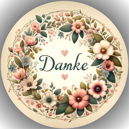 Tortenbild, mit dem Motiv: DANKE SAGEN,Essbares Foto für Torten, Fondant,Tortenaufleger Ø 20cm DANKE K 5