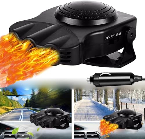 Chauffage de voiture portable 12 V 150 W - Dégivreur de voiture - Anti-buée - Fonction de chauffage et de refroidissement rapide 2 en 1 pour dégivreur de voiture - Dégivreur rapide du pare-brise