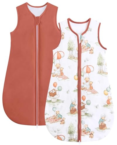 JiAmy 1.5 TOG Baumwolle Baby Schlafsack 0-24 Monate | Unisex Babyschlafsack ohne Ärmel für Neugeborene & Babys