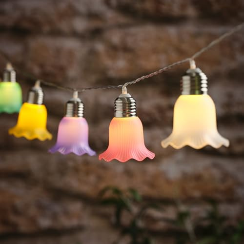 Lights4fun Pastel Petal Solar Fairy Lights for Outdoor Garden Décor, Waterproof Solar Powered String Lights for Patios, Fences & Summer Entertaining