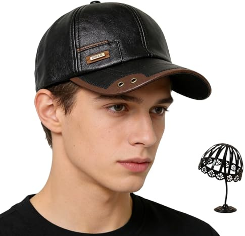 Qosigote Hoffmarkt Warmhide - Leder Winterkappe, 2026 Neu Lederkappe Herren, Weiches Thermofleecefutter, Premium-Wetterfestes Kunstleder, Wärme, Komfort & Schutz Für Die Kältesten Tage! (C)
