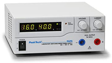 PeakTech P1525 – Labornetzteil 1-16V / 0-40A DC – Professionelles Labornetzgerät mit LED-Display – Regelbares Labor Netzteil mit 3 Voreinstellungen für Strom- und Spannungswerte – 200 ~ 240 V AC