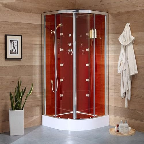 Kiamami Valentina Cabina DE Ducha con HIDROMASAJE 90X90 Cosmos SEMICIRCULAR (90x90 cm)