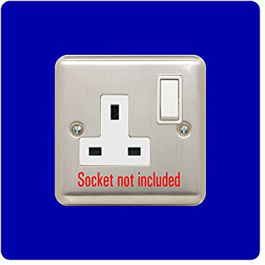 Single Socket Surround | Square | Acrylic Back Panel or Finger Plate | Light Switch Plug, Font Colour:Blue