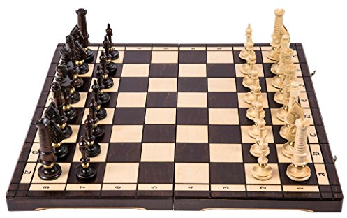Schach Schachspiel ROYAL LUX - Klassisch - 65 x 65 cm - Schachfiguren geschnitzt aus Holz