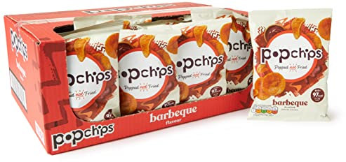 popchips - Barbeque Popped Potato Chips 23 grams (Multipack BOX of 24) - Popped not Fried, No Artificial Flavours or Colours, Suitable for Vegans