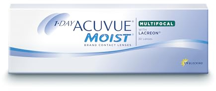ACUVUE MOIST 1-DAY Multifocal Tageskontaktlinsen spenden Feuchtigkeit – Tageskontaktlinsen mit 0.50 dpt, Add. M und BC 8.4 – UV Schutz & Komfortables Tragegefühl – 30 Linsen