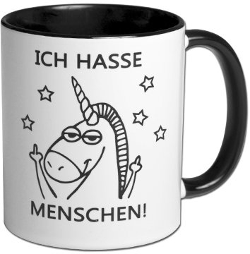 Carol Rose Photography Spruchtasse Einhorntasse Kaffeebecher Frühstück Henkelbecher Tasse mit Spruch Büro Tasse mit Aufdruck Einhorn ICH Hasse Menschen!