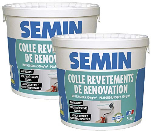 Semin - Colle Revêtements de Rénovation Lisse - Pâte - Prête à l'Emploi - Seau de 5 kg (Lot de 2)