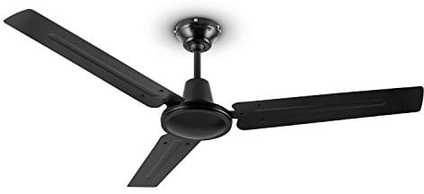 Klarstein Spin Doctor - Deckenventilator, 3 Flügel, Durchmesser: 48 / 122 cm, Luftdurchsatz: 9963 m³/h, 56 W, 3 Geschwindigkeiten, separate Wandsteuerung, Korpus: Edelstahl, schwarz