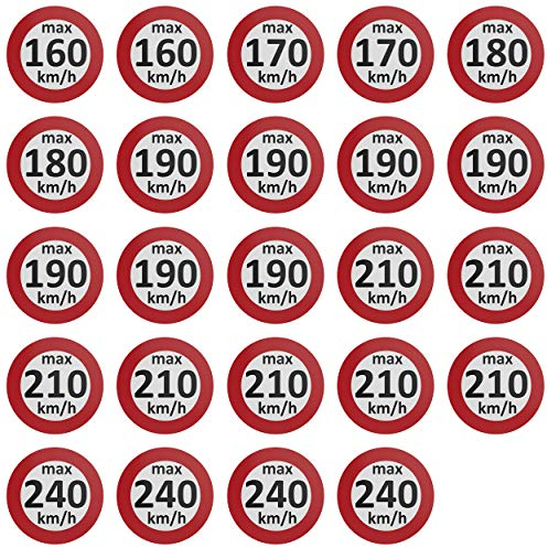 AUPROTEC Geschwindigkeitsaufkleber Winterreifen Aufkleber 160-240 km/h Auswahl: (Sortiment gemischt, Set 24 Stück)