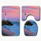 Badgarnitur Set 3 teilig Roter Sonnenuntergang Leuchtturm Super weich Badematten-Set,Schnelltrocknend Waschbar, mit Badezimmerteppich, WC-Vorleger, WC-Bezug,U-Förmige Matte Badezimmer 45x75 cm