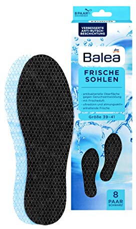 Balea - Frische Einlegesohlen schwarz Größe 39-41 - 8 Paar/16 Stück