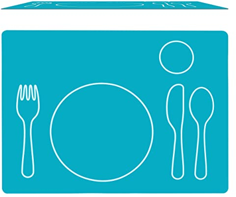 Montessori Set de Table pour Enfant, Plastique, Lavable – Bleu