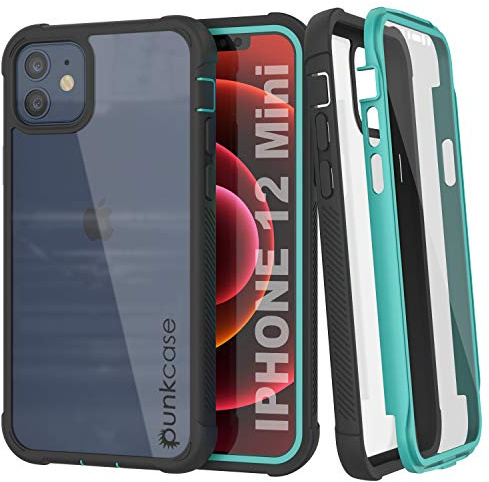 PunkCase iPhone 12 Mini Case [Spartan Series] Clear Rugged Heavy Duty Cover W/Built in Screen Protector | Ultra Slim 360 Full Body Protection For iPhone 12 Mini (2020) (5.4) [Teal]