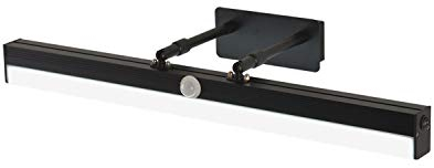 ACMHNC Bad Spiegelleuchte Mit Bewegungsmelder,LED Schwarz Spiegellampe Badezimmer Mit Schalter,4000K Schminklicht Badlampe Einstellbar&Drehba,Wandleuchten Aus Metall Für Spiegel Schminktisch,50cm/10w