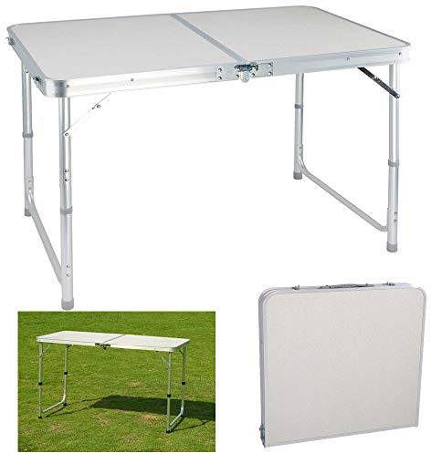 FuAuto Klapptisch, 70 x 120 cm (H x L), tragbar, Kunststoff, für drinnen und draußen, Picknick, Party, Esszimmer, Camping, leicht, 4,5 kg