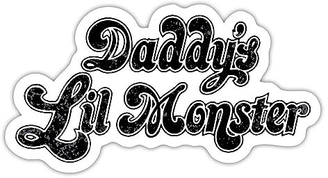Spreadshirt Harley Quinn Daddy's Lil Monster Sticker Aufkleber, 10 x 10 cm, Mattweiß